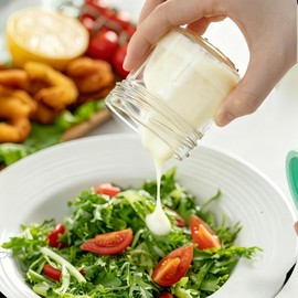 stablerice 3 Sizes of Salad Dressing Container To Go Glass Small Condiment with Lids,Sauce Cups Mini Condiment Dip Jars with Lids,Leakproof Reusable for Lunch Box Accessories,2,3 & 4 oz, Set of 12