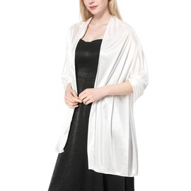 MUQU Shawls and Wraps for Evening Dresses - Women Satin Shawl Lightweight Long Wedding Bridal Pashmina Gifts