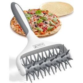 Orblue Pizza Dough Docker, Pastry Roller with Spikes, Pizza Docking Tool for Home & Commercial Kitchen - Pizza Making Accessories that Prevent Dough from Blistering Gray