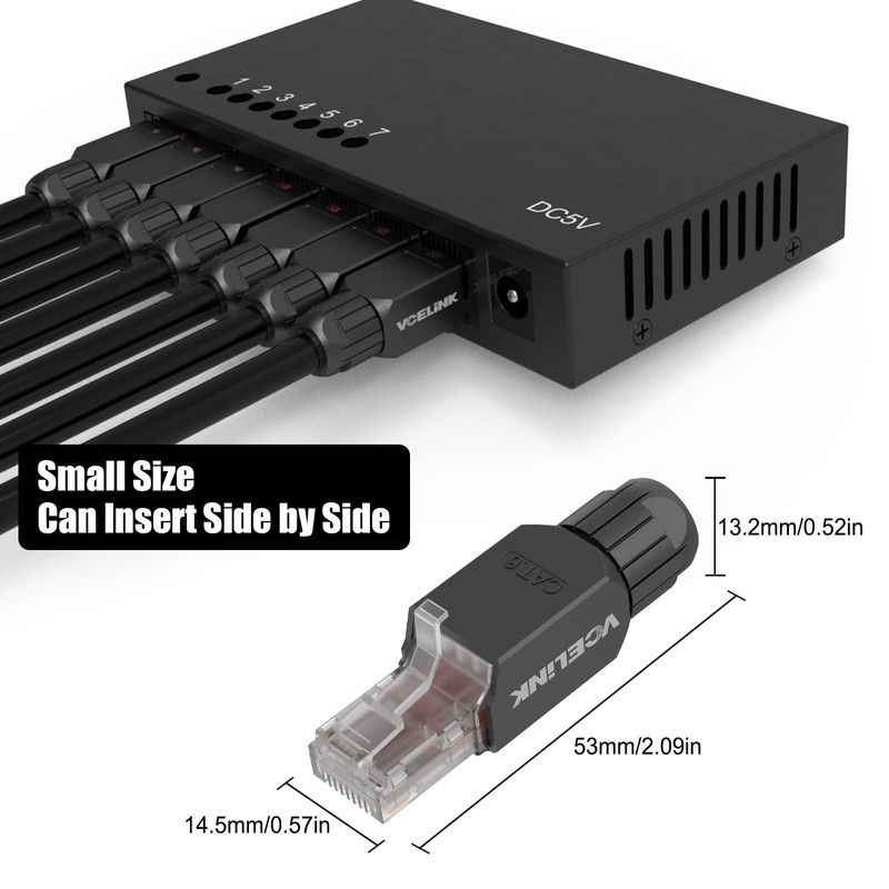 VCELINK Conectores RJ45 sin herramientas, enchufe modular Cat6 sin herramientas,
