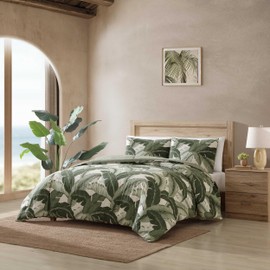 Tommy Bahama - Full/Queen Comforter Set, Super Soft Cotton Bedding with Matching Sham(s), Super Soft, Oeko-Tex Certified (Vintage Palms Green, Full/Queen)