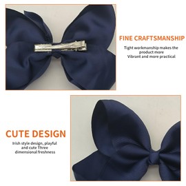2Pcs Bow Hair Clip,Hair Bows for Women,Big Bow Hairpin Ribbon Hair Bow Clips Hair Pins Ponytail Holder Large Bow Hair Barrette for Women,Hair Accessories for Girl Christmas Birthday Gifts,Navy Blue