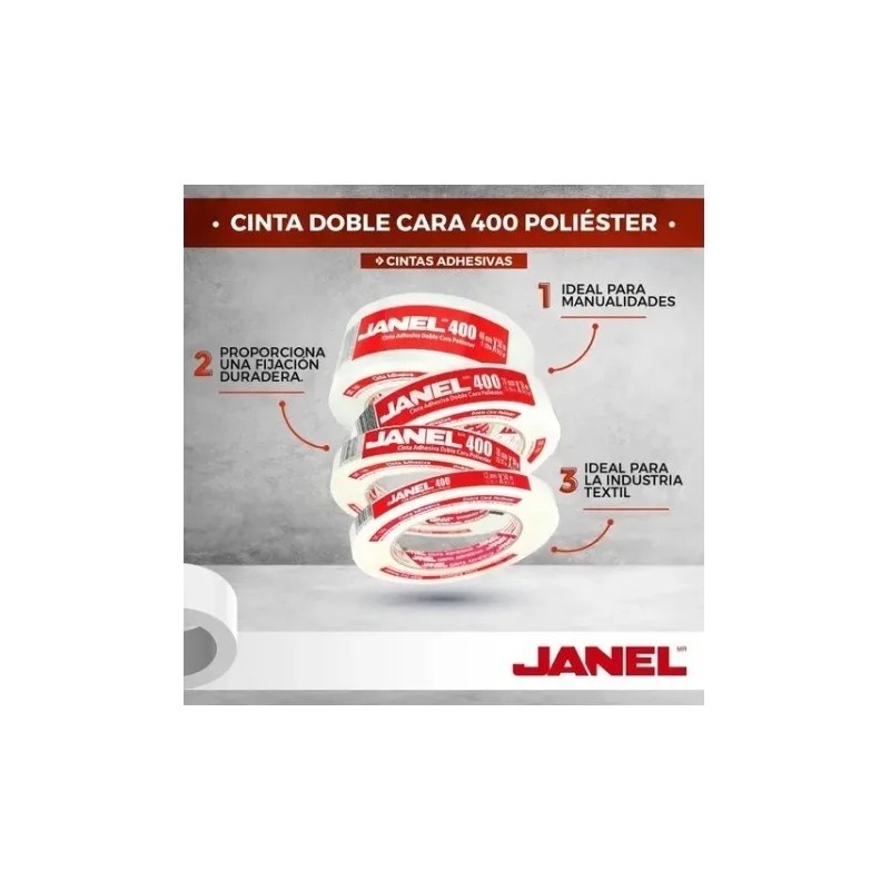 Rollo Cinta Doble Cara Janel 400 Poliester .48x50m Adhesiva