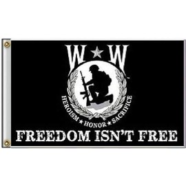 Moon 3x5 Wounded Warrior Freedom Isnt Free Flag 3x5 Heroism Honor Sacrifice Banner - Vivid Color and UV Fade Resistant - Prime Outside Garden Home Decor