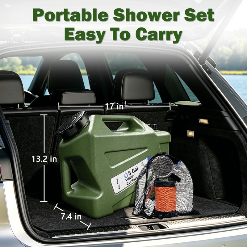 Bonfino Portable Camping Shower with 5 Gallon Water Jug