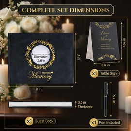 ArtSocket Funeral Guest Book for Memorial Black Leather with Gold Foil Memorial Service GuestBook for Funerals Elegant Celebration of Life and Loving Memorial Complete with Pen and Table Sign