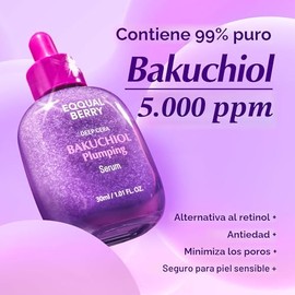 EQQUALBERRY Suero Facial de Plumping Bakuchiol - Alternativa Natural al Retinol para Piel Sensible, con Niacinamida y Ácido Hialurónico, Cuidado Corea
