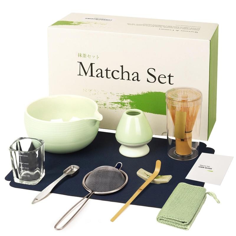 10-Pcs Matcha Kit Set, Whisk and Bowl with Spout &