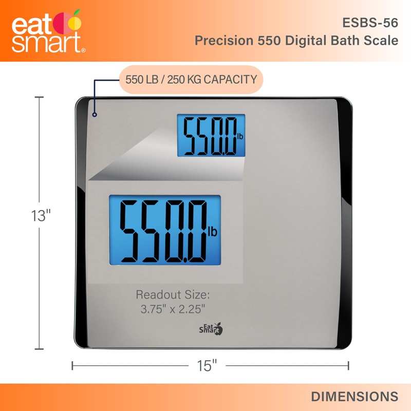 Eat Smart Precision 550 Pound Extra-High Capacity Digital Bathroom Scale,