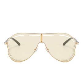 Shiratori Retro oversized wrap-around frog eye sunglasses with UV protection, ideal for beach, driving, and outdoor activities Yellow