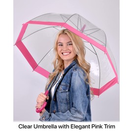 Parquet Clear Bubble Umbrella with Windproof Dome - Transparent Umbrella for Adults