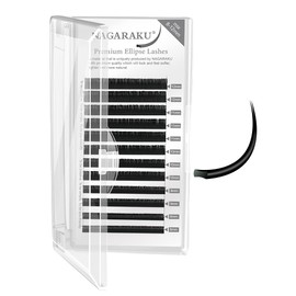 NAGARAKU Flat Lash Eyelash Extensions with 2 Bristles for Eye Volume, Soft Lightweight Natural Finish Thickness 0.15mm /D Curl Length 8mm ~ 12mm Mixed / 12 Rows