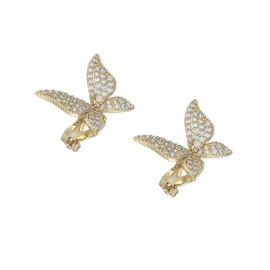 Butterfly Ear Cuff for Women Non Piercing Cubic Zirconia Crystal Butterfly Crawler Cuff Earrings Rhinestone Cartilage Clip On Wrap Earrings Chic Jewelry Gifts (Gold)