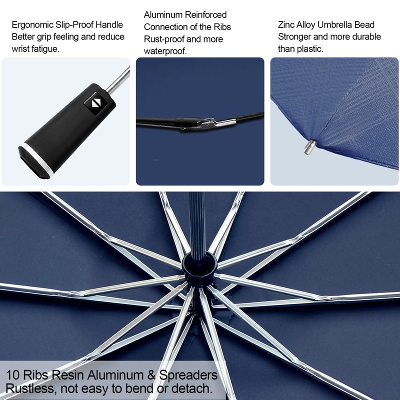 Satol 54 Inch Large Golf Umbrella, Windproof 10 Ribs Automatic