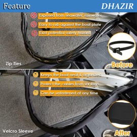 Trolling Motor Cable Organizer Sleeve, 60" Troll Jacket Wire Cable Cover for Outboard, Neoprene Troll Sleeve Trolling Motor Wire Cover, 6PACK