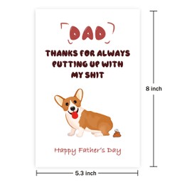 Serviky Cute Corgi Love Card for Dad, Naughty Pet Dog Father’s Day Card, Funny Father’s Day Card for Dog Dad
