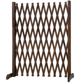 MyGift Brown Wood Expandable Plant Trellis for Climbing Plants Inside Outdoor Lattice Design Screen Fence Divider