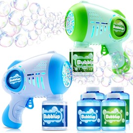 JOYIN 2 Kids Bubble Guns with 4 Bottles Solution, Automatic Bubble Machine Gun with 8 Holes for Kids, Adults, Summer Toys, Easter Basket Stuffers, Birthday Gift, Party Favors