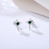 925 Sterling Silver Cross Earrings Screw Back with Heart CZ