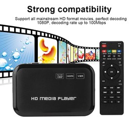 Eboxer HDMI Reproductor Multimedia, Mini 1080p Full-HD VGA AV Video Media Player para-MKV/AVI Soporte U Disco/Tarjeta SD/Disco Duro Móvil(US Plug)
