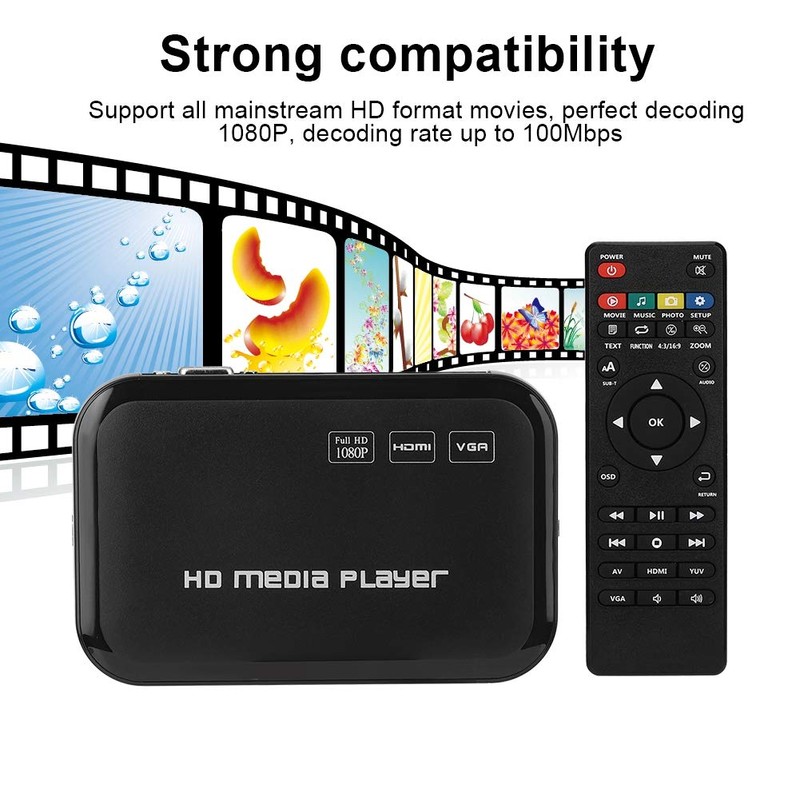 Eboxer HDMI Reproductor Multimedia, Mini 1080p Full-HD VGA AV Video