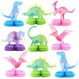 Calkkrer Pack of 9 Dino Party Honeycomb Centrepieces, Dino Table Decoration for Children's Birthday, Dino Party Set with Volcano Theme, Honeycomb Centrepiece, Dino Table Topper