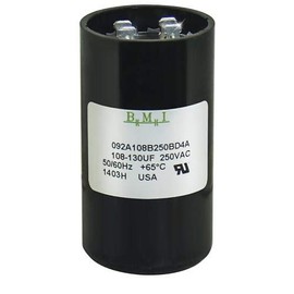 108-130 uF x 220/250 VAC - BMI Start Capacitor # 092A108B250BD4A - Made in The USA