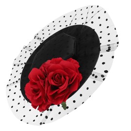 Flower Mesh Fascinator Hats Women Derby Hat Cocktail Tea Ball Party Headband Wedding Church Hair Accessories Headwear with Hair Clips Ladies Pillbox Hat Black for Bridal, Banquet, Day The Races