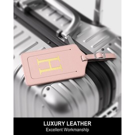 Initial Luggage Tags for Suitcases, 3 Pack TSA Approved Easy to Identify Leather Letter H Travel Tags for Luggage, Travel Essentials Bag Tag Suitcase Identifiers, Cute Hot Stamped Monogram
