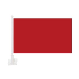Double Sided Three Layers Solid Car Flags 10x16 Inch, with 14 inch Flag Pole Window Clip Mount for Most Vehicle Window (red)