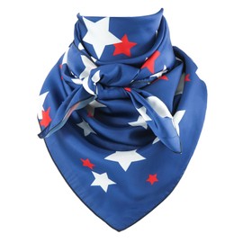GERINLY Stars Print Wild Rag Navy, Patriotic Western Scarf Cowboy, Rustic Theme Head Scarfs(Navy)