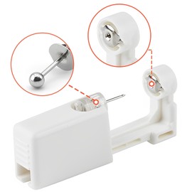 VNIDJGB 2 Pcs Ear Piercing Kit,Painless Safety Self Ear Piercing Gun,Portable Disposable Ears piercing-Kit,with Two Silver Stud Earrings and Tool,for First Time Users or Professionals Alike.(White)