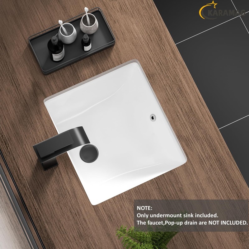 KARAMAG 14 Inch Small Undermount Bathroom Sink Rectangle Undermount Sink
