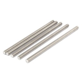 TOP-VIGOR 5Pcs M8 x 110mm Fully Threaded Rod, 304 Stainless Steel Right Hand Threads Rods, Fully Studding Rod Bar for Anchor Bolts, Clamps, Hangers and U-Bolts
