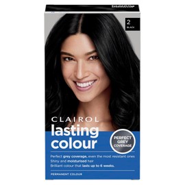 Clairol Lasting Colour Permanent Hair Dye | Ideal Grey Coverage | Shiny and Moisturised Hair | 2 Black