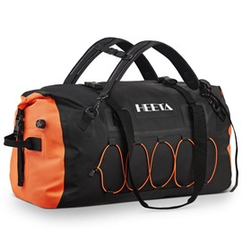HEETA Waterproof Duffel Bag Motorcycle Dry Bag Backpack, Extra Large Rolltop Travel Duffle Bags with Straps & Handles for Kayaking Rafting Boating Canoeing Camping Gym Beach (Black, 60L)