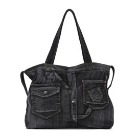 EVEOUT Denim Tote Bag for Women Large Capacity Jean Hobo Shoulder Bag for Work Travel College Denim Crossbody Bag