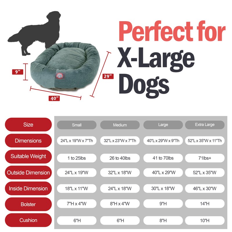 Majestic Pet 52 Inch Micro Velvet Calming Dog Bed Washable