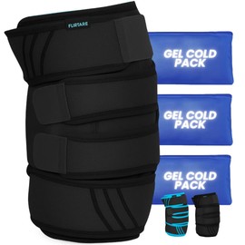 FLIRTARE Knee Brace with 3 Reusable Gel Ice Packs – Hot & Cold Compression Wrap for Pain, Swelling & Joint Support – Adjustable Cold Therapy Knee Wrap for Recovery & Comfort (Black)