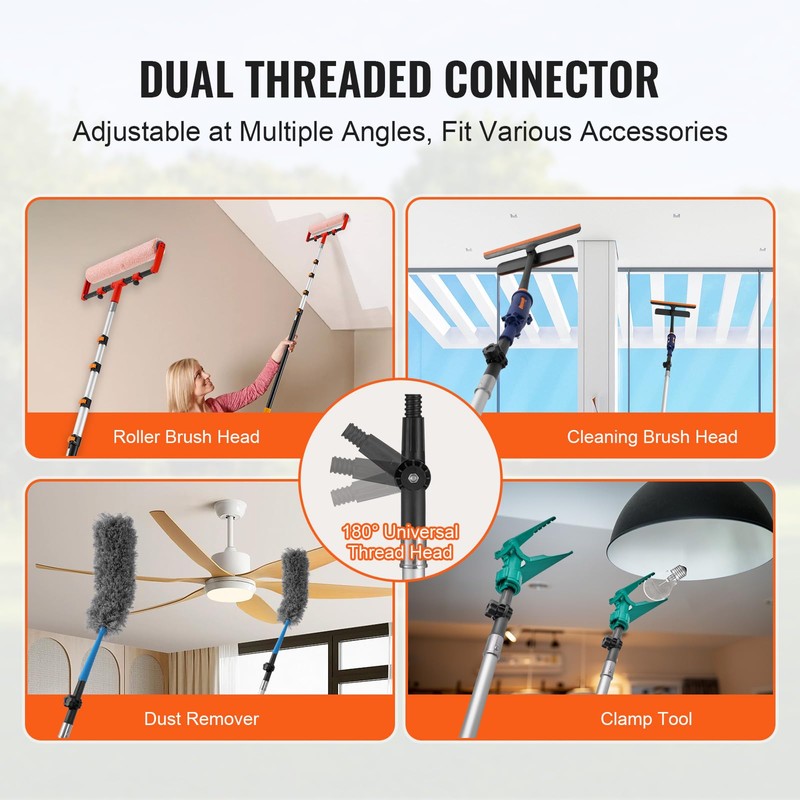 VEVOR Telescopic Extension Pole, 7-30 FT Multi-Purpose Extension Pole, Sturdy
