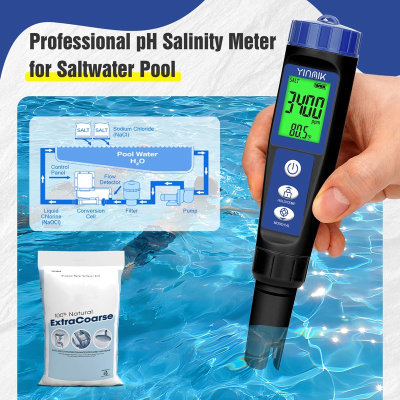 pH Salt Meter Salinity pH Tester for Saltwater Pool 6