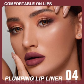 6 Colors Matte Lip Liner Pencils with Sharpener, Waterproof Long Lasting Creamy Lip Liners, Smooth Glide Non-Feathering Defined Lip Liner for Daily Makeup (04)