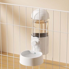 Pet Dog Cat Hanging Automatic Feeders Drinking Bowls, Auto Gravity Rabbits Feeder Water Set, Cage Pet Feeding Bowls Dispenser for Cats Dogs Puppy, Rabbit Hamsters Chinchilla Hedgehog (White-Water)