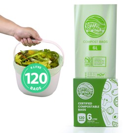 RAYTID Extra Strong Compostable Food Waste Bags 6L 120 Bin Bags EN13432 Home Compost bin liners