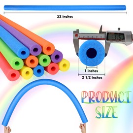 Nezyo 12 Pack Pool Noodles Foam Swim Noodles 52 Inch Jumbo Hollow Swimming Pool Noodle Bulk Floats Heavy Duty for Xmas Decoration Craft Projects Padding Bumper(Mix Colors)