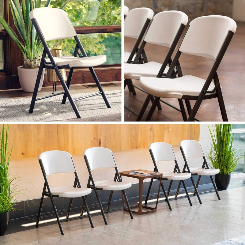 LIFETIME Commercial Grade Folding Chairs, 4 Pack, Almond