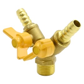 ZUDKSUY 3/8" 3-Way Hose Barb Ball Valve, Y Shaped Type 1/2" Male x 1/2" Male Hose Barb, 2 Switch Ball Valve for Water Oil Gas Fuel line Fittings