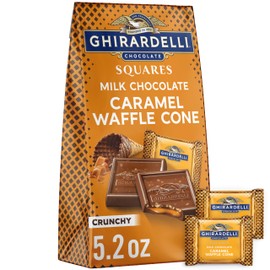 GHIRARDELLI Milk Chocolate Caramel Waffle Cone Squares, 5.2 oz Bag