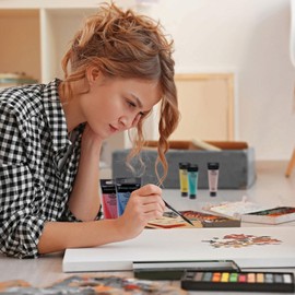 Sable Watercolor Brushes - 3Pcs Short Handle Paint Brush Set with Dagger, Cat's Tongue & Flat Brushes for Watercolour, Acrylic, Oil | Squirrel Hair | Artist & Beginner Pinstriping Kit