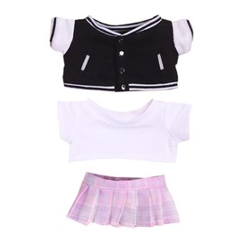niannyyhouse 7.9 inches (20 cm) Plush Clothes Baseball Jersey JK Dress White T Shirt Cotton Doll Accessories Dress Up (black+pink)